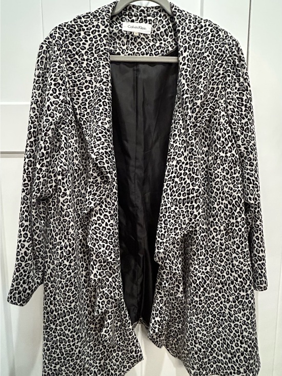 Calvin Klein Jackets & Blazers - Calvin Klein Black & White Leopard-Print Draped Coat Jacket
